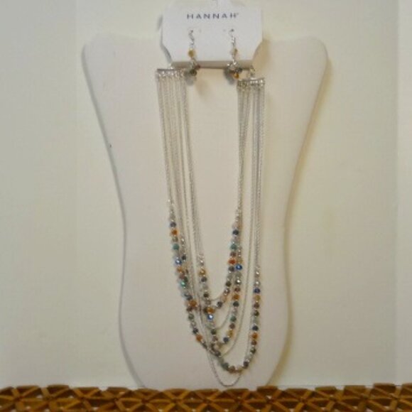 Hannah Jewelry - Hannah 18"-24" Multi-Colored Necklace w/Matching Earrings. NWT